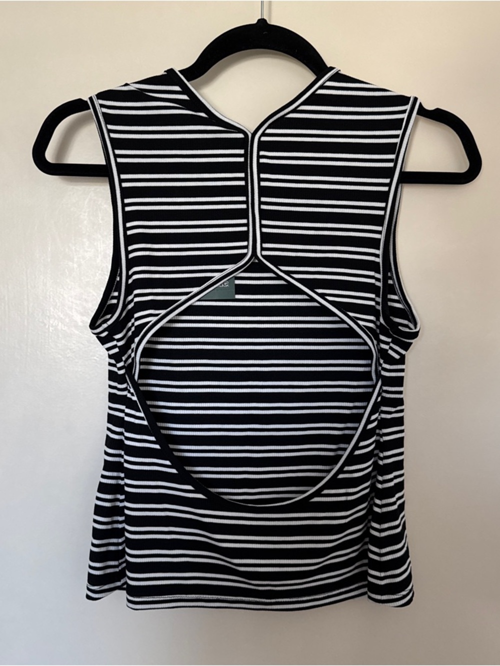 wild fable Black and White Striped Open-Back Tank Top size L